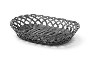 Hendi Geweven Manden, Ovaal, Zwart, 320X230x(H)55Mm