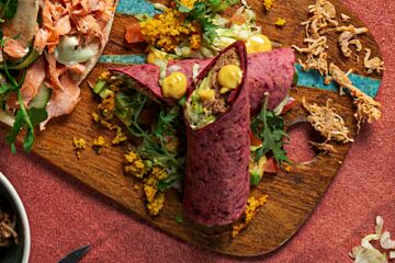 Bietenwrap met jackfruit