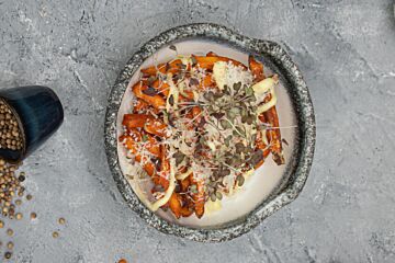 Loaded fries van zoete aardappel