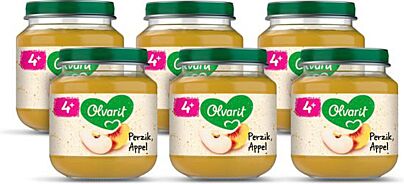 Olvarit Fruithapje 4 Mnd Perzik Appel 125 Gram