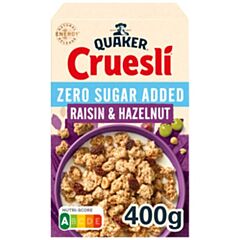 Quaker Cruesli Hazelnoot & Rozijn Zero Sugar 400 Gr