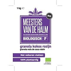 Meesters Van De Halm Granola Kokos/Rozijnen Nl Bio 01