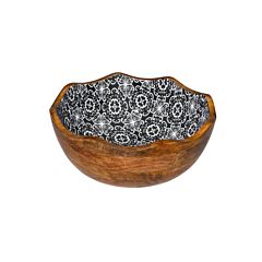 Buffet Point Houten Kom Zwarte Bloem 30X11 Cm