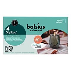 Bolsius Professional Glass Holder Grijs Styl Eco - Refil Incl.