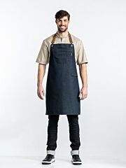 Chaud Devant Schort Bib Apron Clip Black Denim W70-L85