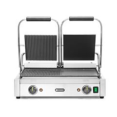 Hendi Contactgrill Dubbel Half Geribd 57X37x(H)21Cm