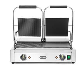 Hendi Contactgrill Dubbel Half Geribd 57X37x(H)21Cm